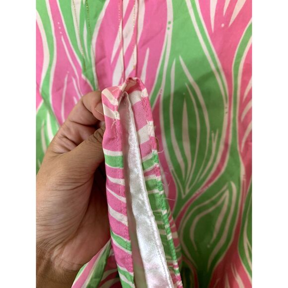 Lilly Pulitzer Pink and Green Leaf Silk Dress Size 10 - Picture 7 of 11